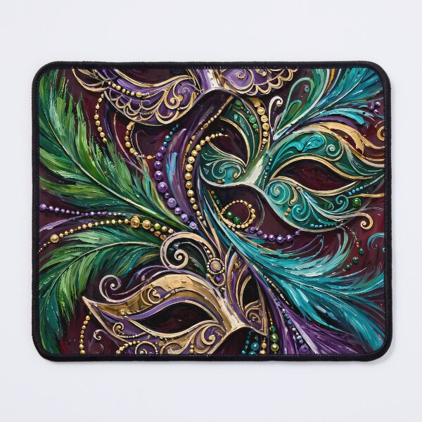 Item preview, Mardi Gras Trio Masks Feathers Beads Art designed and sold by Legend Has It.
