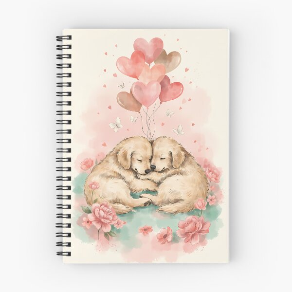 Item preview, Cuddling Golden Retriever Puppies Valentine Watercolor Art designed and sold by SellingWSarah17.