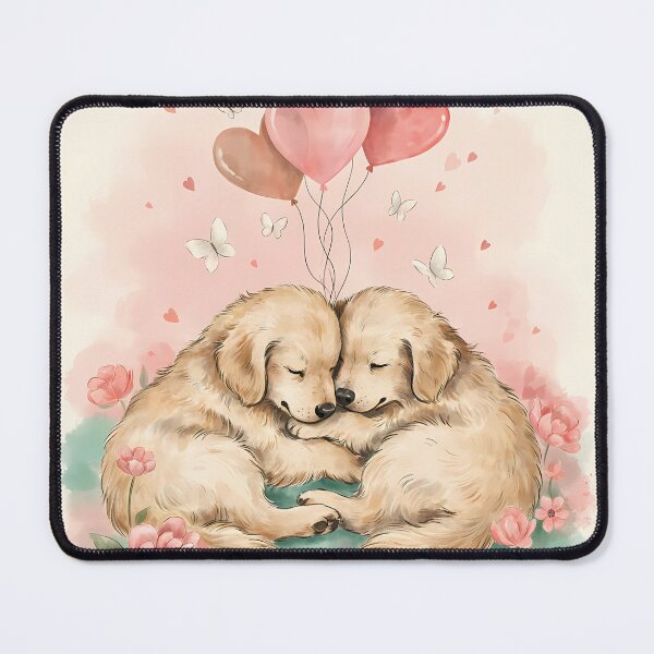 Item preview, Cuddling Golden Retriever Puppies Valentine Watercolor Art designed and sold by SellingWSarah17.