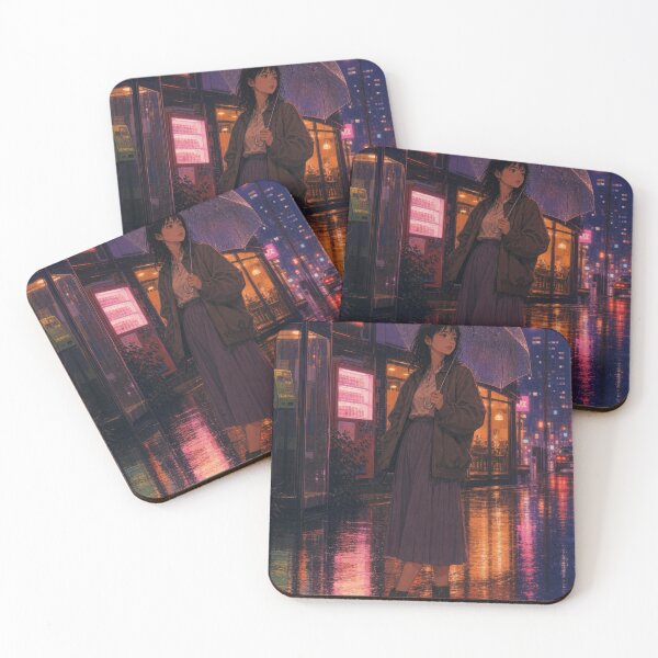 Item preview, Rainy Night Reflection Tokyo Retro Anime Art designed and sold by vekotpu.