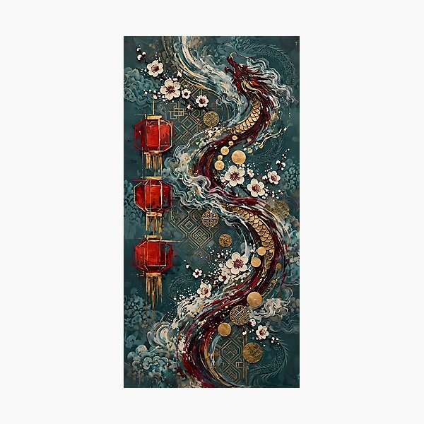 Item preview, Chinese New Year Red Dragon Lanterns Art designed and sold by Legend Has It.