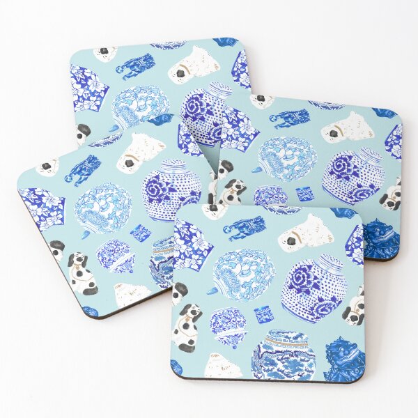 Item preview, Chinoiserie Curiosity Cabinet Toss in Ice Blue designed and sold by YesterdayColl.