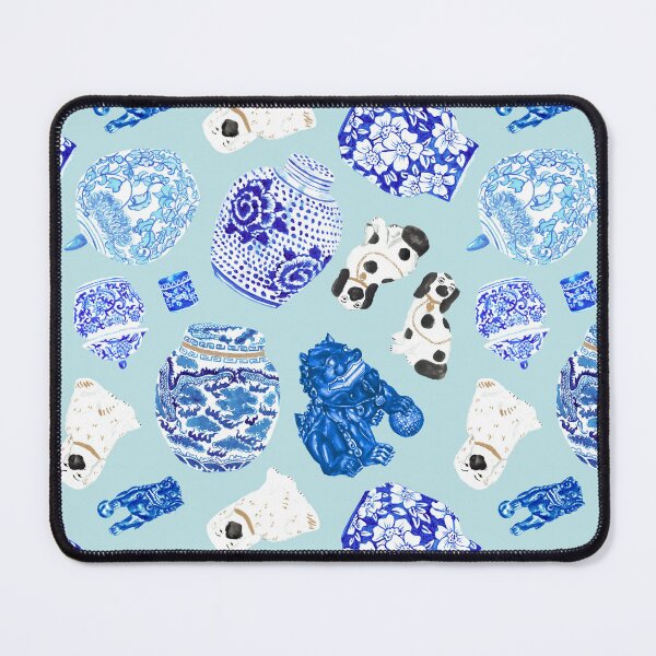 Item preview, Chinoiserie Curiosity Cabinet Toss in Ice Blue designed and sold by YesterdayColl.