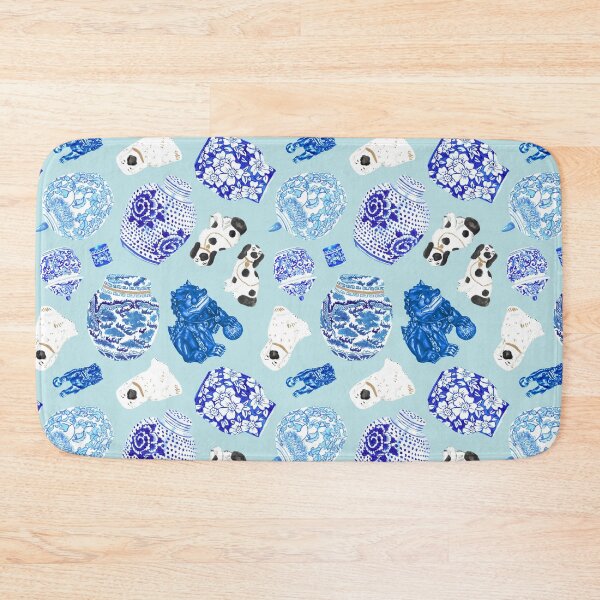 Item preview, Chinoiserie Curiosity Cabinet Toss in Ice Blue designed and sold by YesterdayColl.