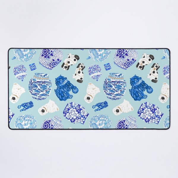 Item preview, Chinoiserie Curiosity Cabinet Toss in Ice Blue designed and sold by YesterdayColl.