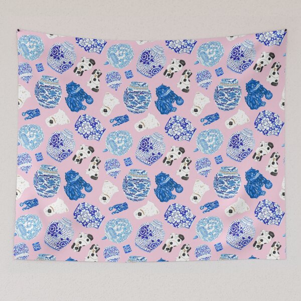 Item preview, Chinoiserie Curiosity Cabinet in Light Pink designed and sold by YesterdayColl.