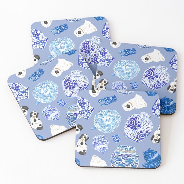 Item preview, Chinoiserie Curiosity Cabinet Toss in Delft Blue designed and sold by YesterdayColl.