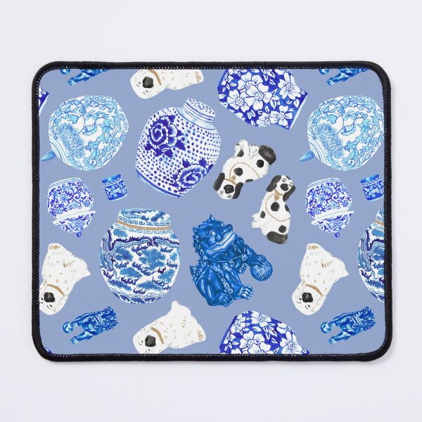 Item preview, Chinoiserie Curiosity Cabinet Toss in Delft Blue designed and sold by YesterdayColl.
