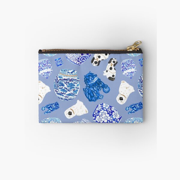 Item preview, Chinoiserie Curiosity Cabinet Toss in Delft Blue designed and sold by YesterdayColl.