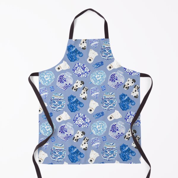 Item preview, Chinoiserie Curiosity Cabinet Toss in Delft Blue designed and sold by YesterdayColl.