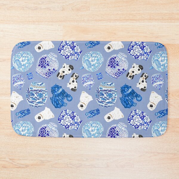 Item preview, Chinoiserie Curiosity Cabinet Toss in Delft Blue designed and sold by YesterdayColl.