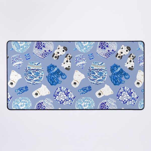 Item preview, Chinoiserie Curiosity Cabinet Toss in Delft Blue designed and sold by YesterdayColl.