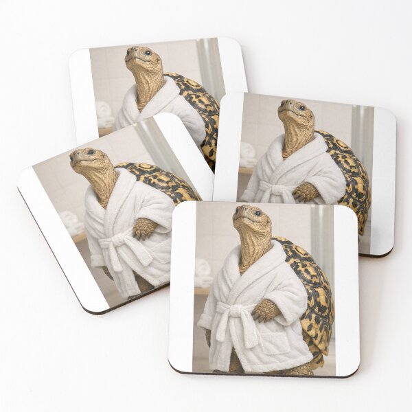 Item preview, Leopard Tortoise White Bathrobe designed and sold by Sillytoe.