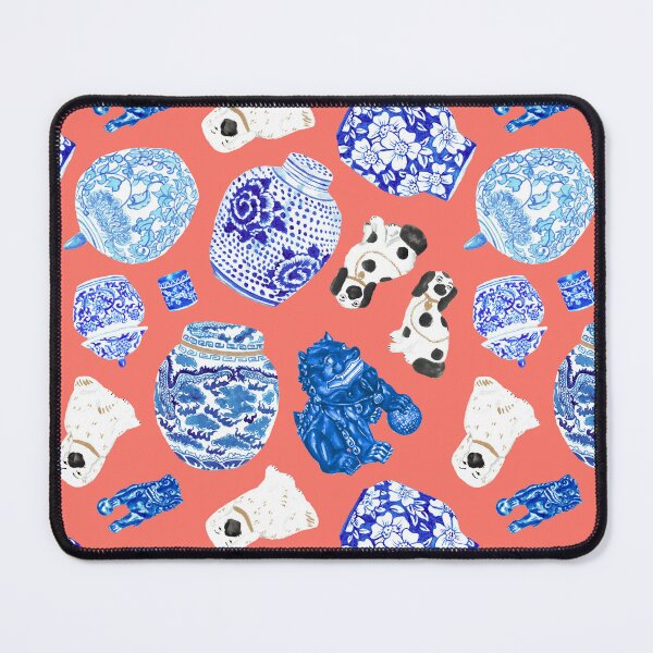Item preview, Chinoiserie Curiosity Cabinet Toss in Neon Peach Coral designed and sold by YesterdayColl.