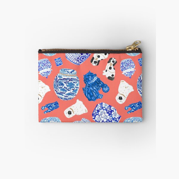 Item preview, Chinoiserie Curiosity Cabinet Toss in Neon Peach Coral designed and sold by YesterdayColl.