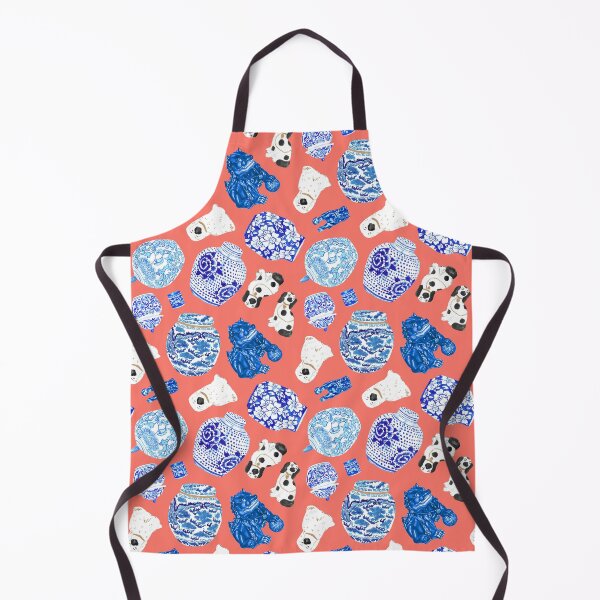 Item preview, Chinoiserie Curiosity Cabinet Toss in Neon Peach Coral designed and sold by YesterdayColl.
