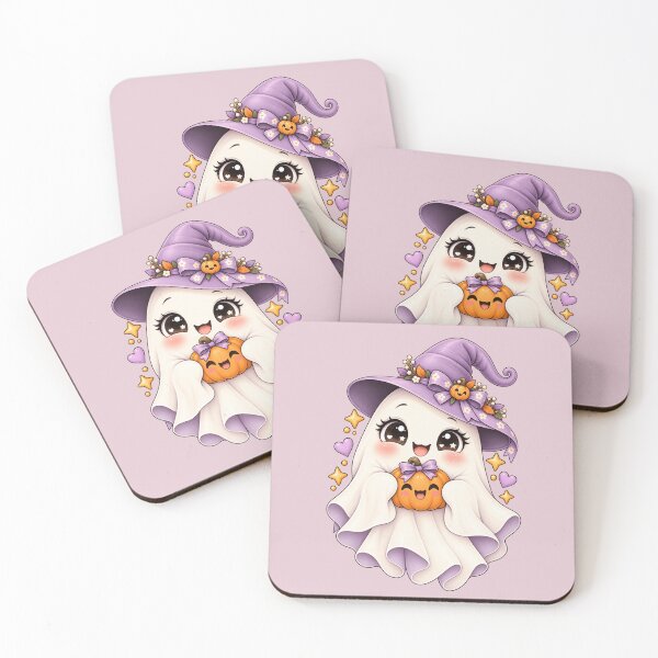 Item preview, Cute Halloween Ghost with Pumpkin – Kawaii Witch Ghost designed and sold by HO•Designs.