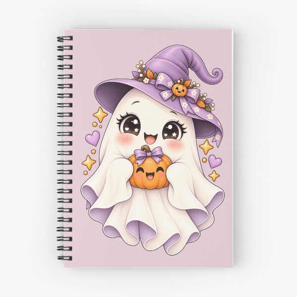 Item preview, Cute Halloween Ghost with Pumpkin – Kawaii Witch Ghost designed and sold by HO•Designs.