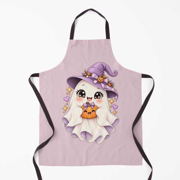 Item preview, Cute Halloween Ghost with Pumpkin – Kawaii Witch Ghost designed and sold by HO•Designs.