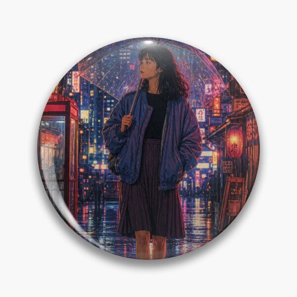Item preview, Cyberpunk Neon Alley Rainy Tokyo Night Anime Girl designed and sold by vekotpu.