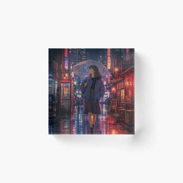 Item preview, Cyberpunk Neon Alley Rainy Tokyo Night Anime Girl designed and sold by vekotpu.