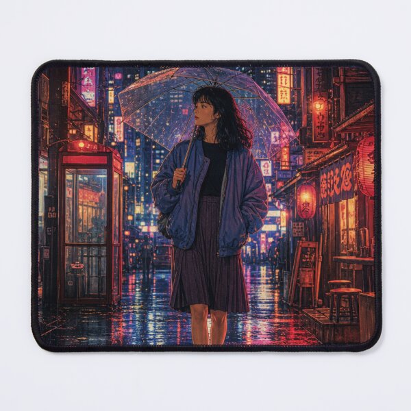 Item preview, Cyberpunk Neon Alley Rainy Tokyo Night Anime Girl designed and sold by vekotpu.