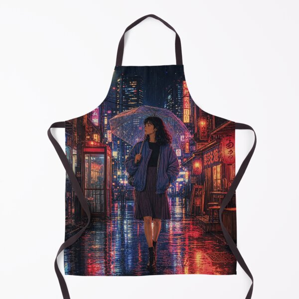 Item preview, Cyberpunk Neon Alley Rainy Tokyo Night Anime Girl designed and sold by vekotpu.