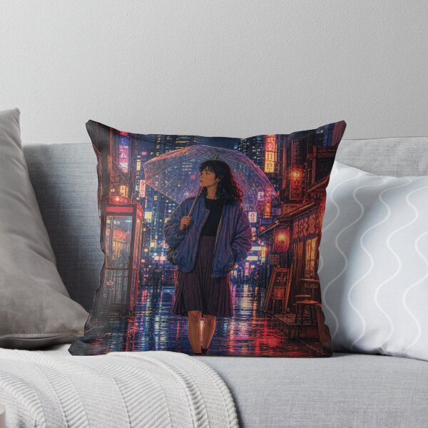Item preview, Cyberpunk Neon Alley Rainy Tokyo Night Anime Girl designed and sold by vekotpu.