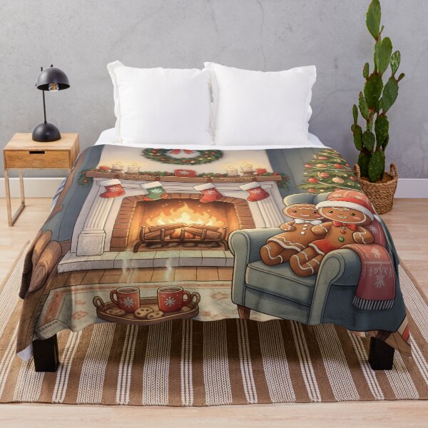 Item preview, Gingerbread children by the fireplace on Christmas night designed and sold by VibranPalette.