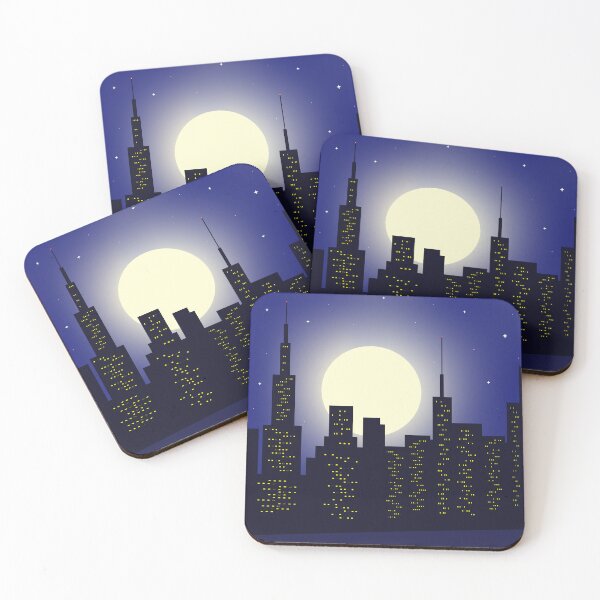 Item preview, Midnight City Skyline under Full Moon designed and sold by ArtisticJump.