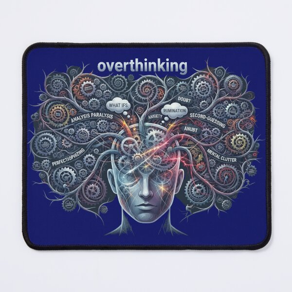 Item preview, Overthinking Mind – Complex Gears and Mental Clutter Psychology Art designed and sold by Evelashop.