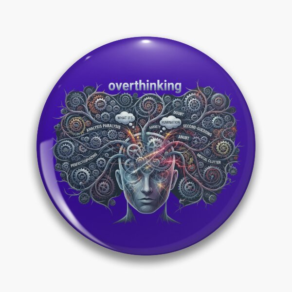 Item preview, Overthinking Mind – Complex Gears and Mental Clutter Psychology Art designed and sold by Evelashop.