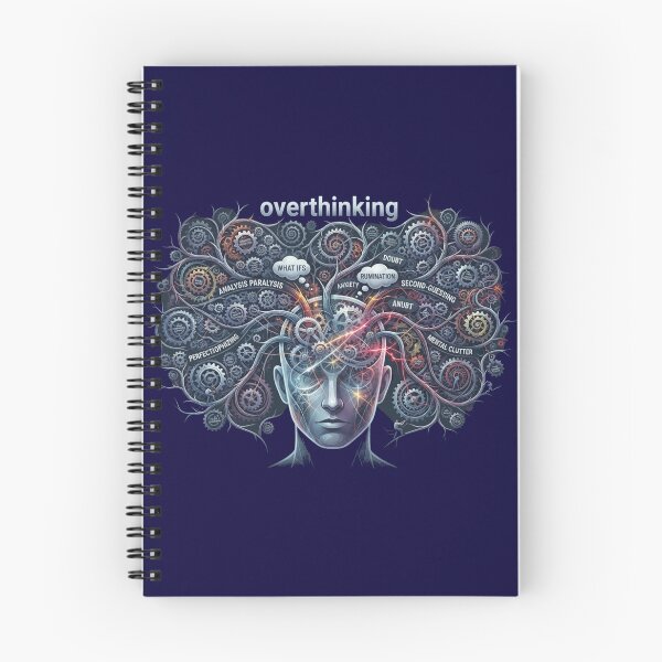 Item preview, Overthinking Mind – Complex Gears and Mental Clutter Psychology Art designed and sold by Evelashop.