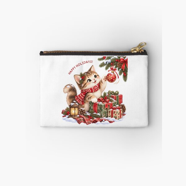 Item preview, Happy Holidays Playful Kitten with Gifts designed and sold by mycute-stickers.