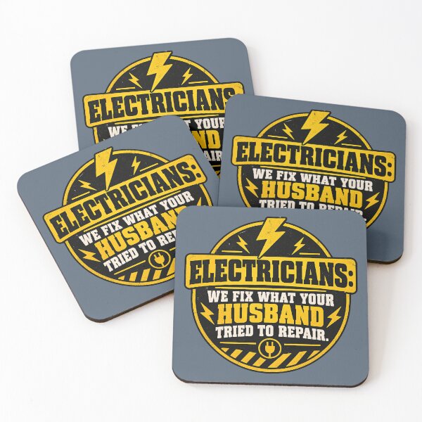 Item preview, Electrician Humor Badge – “We Fix What Your Husband Tried to Repair” designed and sold by DesignHouse07.