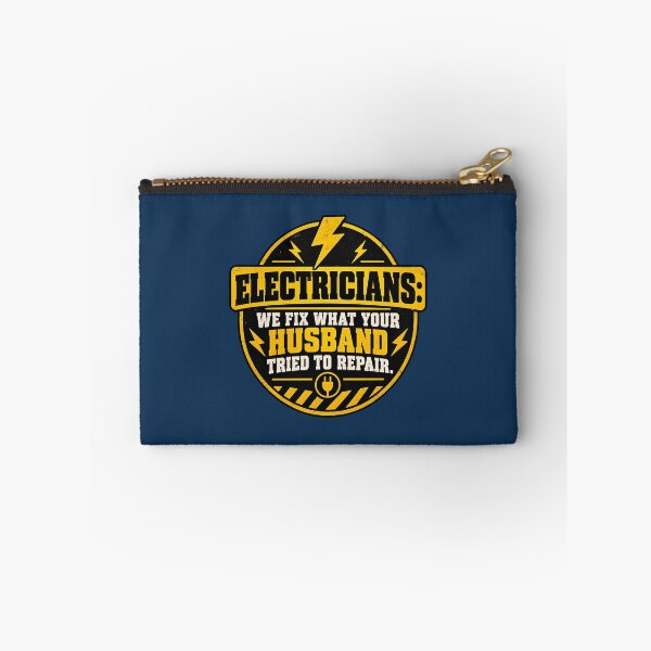 Item preview, Electrician Humor Badge – “We Fix What Your Husband Tried to Repair” designed and sold by DesignHouse07.
