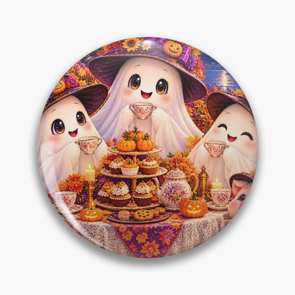 Item preview, Cute Halloween Ghosts Tea Party Autumn Witch Garden Pumpkin designed and sold by Gold&pixels.