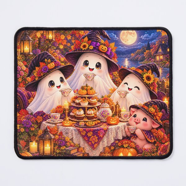 Item preview, Cute Halloween Ghosts Tea Party Autumn Witch Garden Pumpkin designed and sold by Gold&pixels.