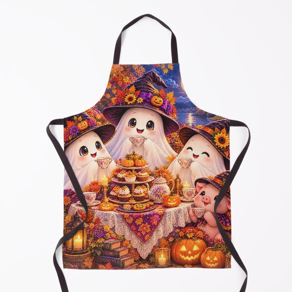 Item preview, Cute Halloween Ghosts Tea Party Autumn Witch Garden Pumpkin designed and sold by Gold&pixels.