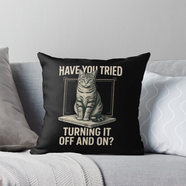 Artikelvorschau, Witziger Katzen-Techniker: Haben Sie versucht, es aus- und wieder einzuschalten? Humorvoller Techniksupport, IT-Experte entworfen und verkauft von Dabbing Turtle Designs.