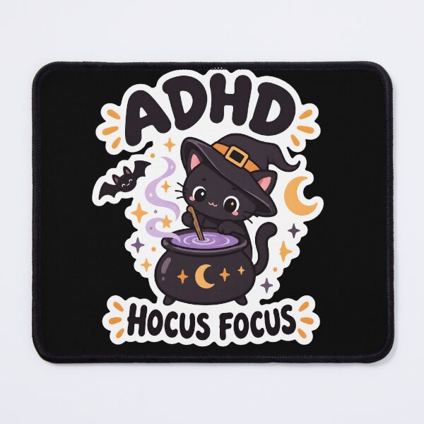 Item preview, ADHD Hocus Focus Halloween Black Cat Magic Quote designed and sold by Marti’s Shop Corner.