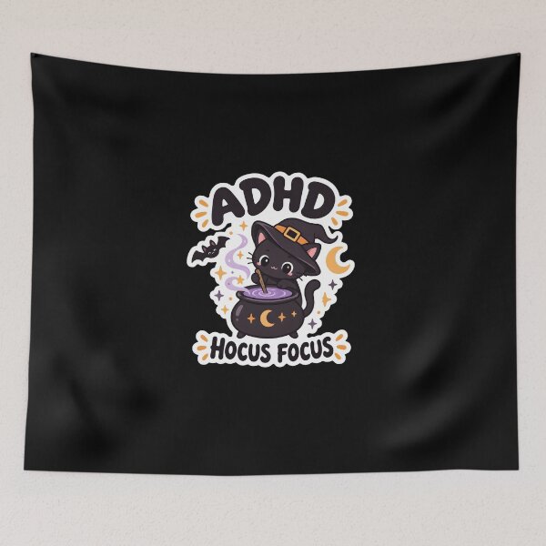 Item preview, ADHD Hocus Focus Halloween Black Cat Magic Quote designed and sold by Marti’s Shop Corner.