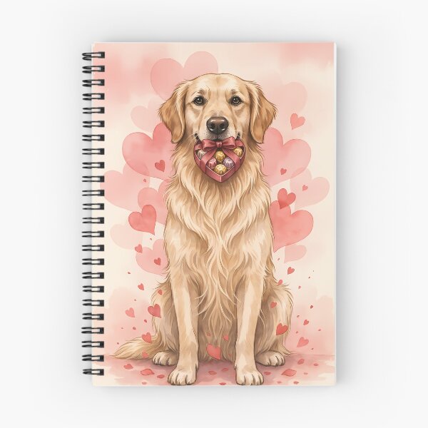 Item preview, Golden Retriever with Heart Chocolate Box Valentine Watercolor Art designed and sold by SellingWSarah17.