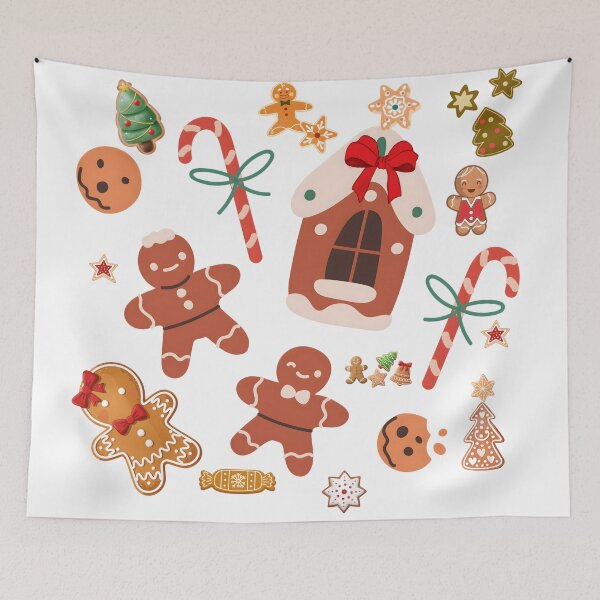 Item preview, Cute Gingerbread Cookie Christmas Elements Collage Design designed and sold by VibranPalette.