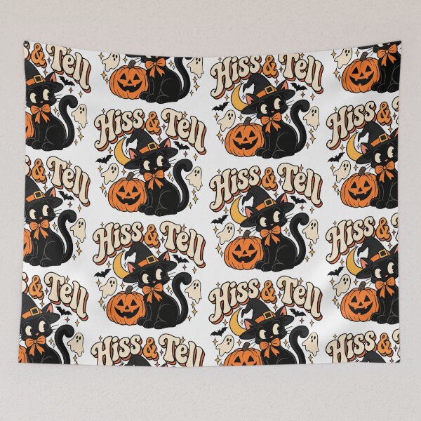Item preview, Hiss and Tell | Black Cat Halloween designed and sold by coastalquillco.