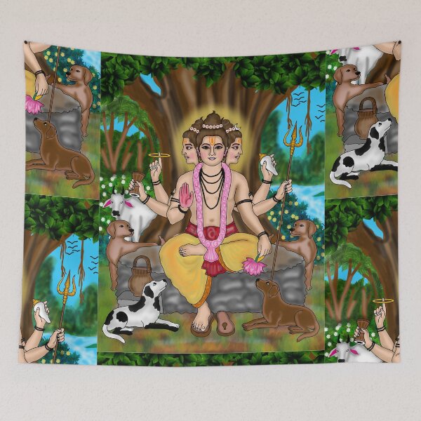 Item preview, Dattatreya Digital Drawing | Hindu Deity Spiritual Artwork designed and sold by Harshit_Digital_Arts.