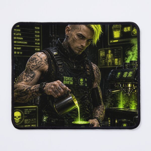 Item preview, Toxic Brew Cyberpunk Barista Neon Green Hacker Cafe designed and sold by LazyDayzCo.