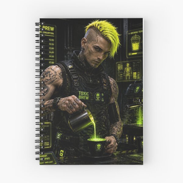 Item preview, Toxic Brew Cyberpunk Barista Neon Green Hacker Cafe designed and sold by LazyDayzCo.