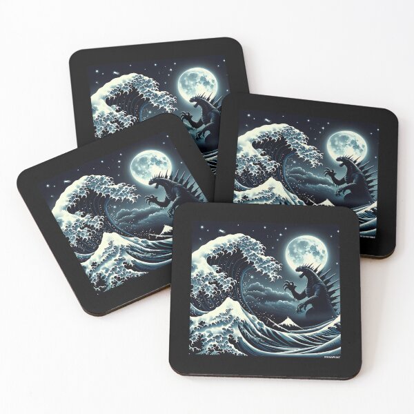 Item preview, Great Wave And Godzilla In The Night designed and sold by MargarettaYeage.