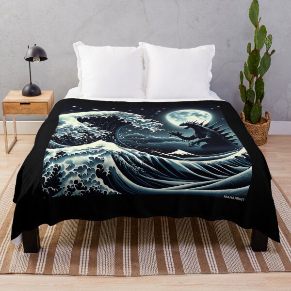 Item preview, Great Wave And Godzilla In The Night designed and sold by MargarettaYeage.